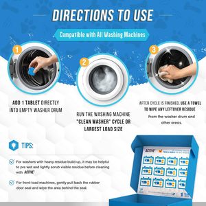 ACTIVE Washing Machine Cleaner for Pet Owners Enzyme Descaler 24 Tablets Front & <b>Top</b> <b>Load</b> HE Washer - Product Image 5