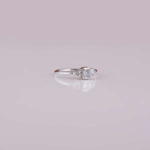 18KT White Gold Luxury Wedding Jewelry Emerald Cut Solitaire Lab Grown Diamond Engagement Ring Round Cut Diamond Women Ring - Product Image 6