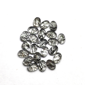 0.5 CTS หินควอตซ์หยาบสีดำธรรมชาติหลังเรียบอัญมณีทรงรี6x4มม. อัญมณีหลวมสำหรับทำเครื่องประดับขายส่ง - Product Image 5