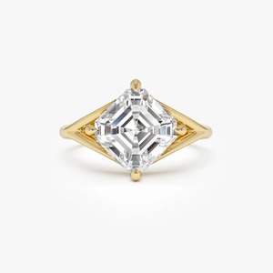 Magnificent Asscher Cut Lab Grown Diamond Engagement Ring 3.00 Ct E-F VS1 14K Gold <b>Bridal</b> Wedding Engagement Party Wear - Product Image 2