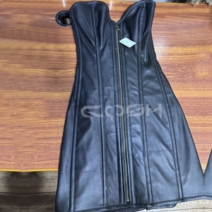 Corset bustier mini en similicuir noir avec fermeture éclair avant et baleines en acier, sans bretelles, pour fabricants et fournisseurs - Product Image 6