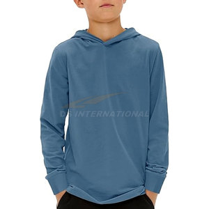 Sweat à capuche élégant pour garçons Pull à manches longues pour enfants Lavable en machine Sweat à capuche en coton mélangé bleu gris - Product Image 1