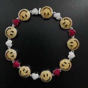 Bracelet en moissanite à lien infini en forme de rose 3D pour femmes, chaîne cubaine chic, style hip-hop, idée cadeau pour petite amie - Product Image 1