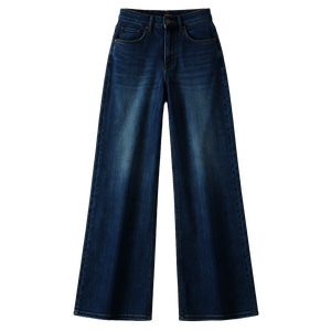 Jean en denim taille haute pour femme, coupe large, délavé vintage, ample, écologique, imperméable, respirant, mode décontractée d'été - Product Image 3