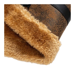 Chaqueta de Motociclista Personalizada para Hombre, de Piel de Oveja Marrón Oscuro, Forrada con Sherpa y Piel Sintética, Cálida para Invierno, Servicio OEM - Product Image 3