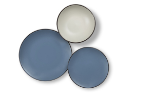 Service de vaisselle rond en grès 18 pièces, assiettes Blue Moon par Excelsa Europe et design italien, bord peint à la main, compatible lave-vaisselle - Product Image 3