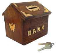 Tirelire carrée en bois Tirelire Gullak Tirelire pour enfants et adultes Boîtes d'épargne Gullak en bois