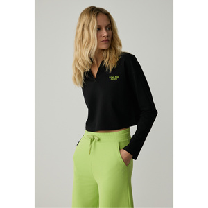 Urban <b>Beat</b> Eudora Women's Polo Neck Placket Long Sleeve Print Detail <b>T</b>-<b>Shirt</b> - Product Image 3