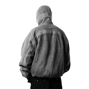 Vente en gros streetwear de haute qualité en éponge française 100% coton avec ligne noire imprimée bouffante sweats à capuche pour hommes avec logo personnalisé - Product Image 3