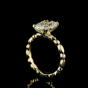 Anillo de Diamantes de Corte Cojín de 3.02 Quilates en Oro Amarillo de 14K, Anillo de Compromiso, Media Eternidad, Anillo Nupcial, Hecho a Mano, Talla Personalizada - Product Image 4