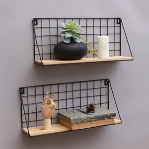 Hot Selling Vintage <b>Iron</b> Wire Metal <b>Wall</b> Rack Usage for Home Kitchenware Living Room Decorative Black Hanging Racks - Product Image 1