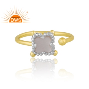 Best Design Brass 18K Gold Plated Natural Mother Of <b>Pearl</b> Gemstone <b>Ring</b> Custom Design Jewelry Supplier - Product Image 3