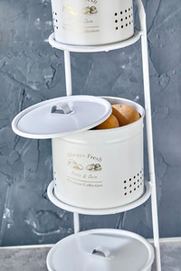 3-Tier Kitchen Fabric <b>Food</b> <b>Storage</b> <b>Container</b> Lacquer Finish Farmhouse Style Eco-Friendly Folding Design for Freshness - Product Image 5