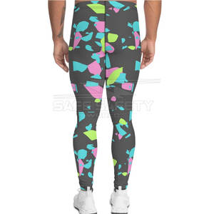 Men's Sports Leggings Wholesale OEM Service Polyester Spandex <b>Material</b> Cheap Prices Pant Style Sublimated Leggings - Product Image 3