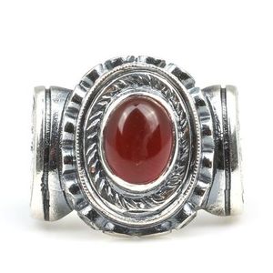 Bague pour homme en argent sterling 925, pierre d'agate ovale naturelle, motif géométrique, plaqué rhodium, certifiée IGI, idéale pour un usage quotidien - Product Image 3
