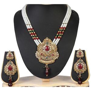 Kriaa 1100911 <b>Fine</b> <b>Jewelry</b> <b>Set</b> Austrian Stone and Gold-Plated Pearl Necklace - Product Image 1