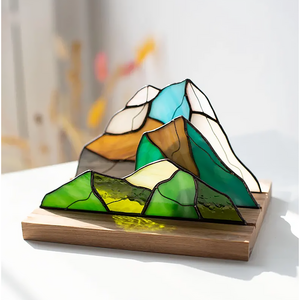 Atrapasueños de Vidrio Pintado a Mano Personalizable con Diseño de las Montañas Blue Ridge, Estilo Art <span class=keywords><strong>Deco</strong></span>, Verde y Azul, Regalo de Aniversario, Hecho a Pedido - Product Image 4