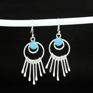 Boucles d'oreilles en argent sterling 925 avec pierre précieuse turquoise endormie, bijoux fantaisie, cadeau de fiançailles pour femmes - Product Image 1