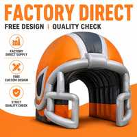 Tunnel gonflable personnalisé en forme de casque, thème sportif, entrée pour joueurs, passage gonflable pour stade, événement sportif scolaire, accessoire de décoration