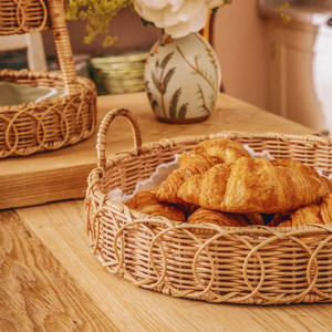 Eco Friendly Braided Rattan Rectangle Bohemian Style Serving Tray Handwoven High Quality Charger <b>Plates</b> OEM ODM Accepted Vietnam - Product Image 3