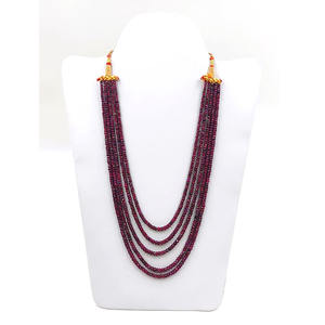 Collar de cuentas de rubí rosa de 3-4mm, cuentas de rubí Natural hechas a mano de 5 capas, con cuentas de piedras preciosas - Product Image 1