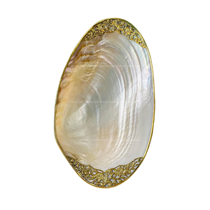 จานไข่มุกตกแต่งทำด้วยมือจานเปลือกหอยธรรมชาติถาดใส่เครื่องประดับขนาด24-26ซม. งานแต่งงานโรงแรมหรู - Product Image 2