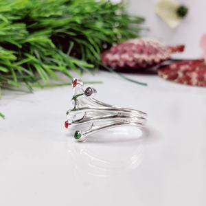 Anillo de plata Mutli Stone Designer anillo de plata ligero de piedra facetada - Product Image 2