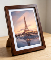 Cadre photo rustique noir HuaJia en bois 8x10 pour affichage mural ou sur table, avec passe-partout, léger, moderne, très vendu