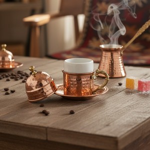 High Quality Copper <b>Cup</b> <b>Set</b> Handmade Traditional Vintage Eco-Friendly Metal Cylinder Drinkware for Tea Milk Daily Home Use - Product Image 2