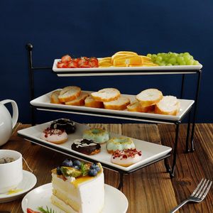 Support de présentation alimentaire rectangulaire pliable en métal fait main, écologique, avec 3 plateaux de service - Articles de cuisine - Product Image 4