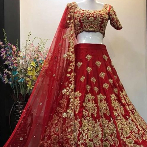 ชุดเจ้าสาว KOTI & LEHENGA สุดทึ่ง,ประดับด้วยลูกปัดแก้วคริสตัลหิน & DABKA สำหรับงานแต่งงาน @ 2022 - Product Image 1