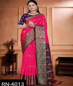 Индийская этническая одежда, свадебная одежда, Шелковый Сари Kanjipuram с Риком пальлу, дизайнерское сари с чистой каймой Zari для женщин, дизайнерское сари