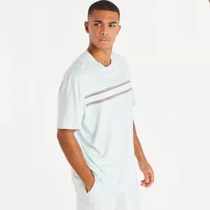 Première qualité 100% coton hommes à la mode surdimensionné à manches courtes haut à épaules tombantes Logo personnalisé mode de rue T-shirts solides - Product Image 4