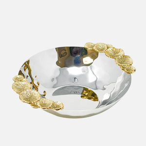 Lujoso acento decorativo para el hogar hecho de cuenco de Metal con acento Floral dorado para accesorios de servicio de comida para fiesta de boda - Product Image 6