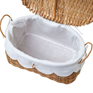 Panier de rangement en rotin tressé avec doublure en coton et couvercle, panier en osier de haute qualité, décoration de table vintage, fabriqué par VGreenArt au Vietnam - Product Image 4