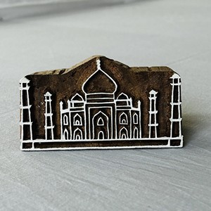 Timbre en bois sculpté à la main Taj Mahal, impression textile indienne au meilleur prix - Product Image 2