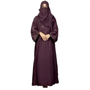 Four Season Women Islamic Clothing Abaya Wholesale Women white dot Arab Kaftan Long Sleeve Maxi Dress Ethnic Islamic Clothing