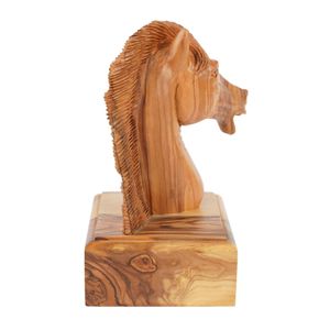 Escultura de Cabeza de Caballo Tallada a Mano en Madera de Olivo, 16 cm, Figura de Caballo de Madera Hecha a Mano en Belén - Product Image 2