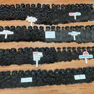 Extensiones de cabello crudo vietnamita de lujo, máquina de textura recta y ondulada, cabello de doble trama, color negro natural - Product Image 2