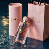 Flacon de parfum vide rond transparent rose de 50 ml, très vendu, 100 ml avec boîte élégante pour marque de parfum floral