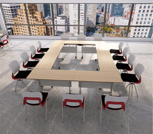 Table de conférence pliante en acier de style moderne avec roulettes - Convertible et pliable pour les réunions de bureau, la formation et l'apprentissage - Product Image 3