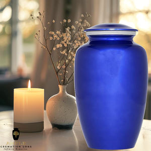 Urne funéraire bleue écologique et durable pour adulte, capacité de 220 pouces cubes, avec sac en velours - Product Image 4