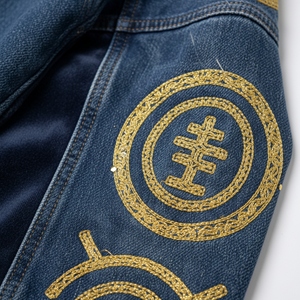 2026 Men Tracksuit Set Two Piece Acid Wash Solid Denim Bottom Velour Embroidered <b>Jacket</b> Pants Streetwear Custom Wholesale - Product Image 4