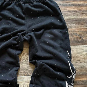 Haute qualité hommes Flare survêtement pantalon coton polaire personnaliser sérigraphie strass taille élastique hommes pantalons de survêtement vêtements d'extérieur - Product Image 3