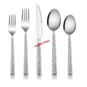Couverts en or martelé de qualité supérieure, faits à la main, design élégant, classiques, raffinés, nouveaux couverts en métal. - Product Image 2