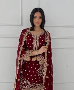 ชุดสำหรับงานแต่งงานผ้าจอร์เจียแบบหนาผ้าทอเย็บปักและตัดเย็บเสื้อทำงานและวังพร้อมงานเย็บปักถักร้อยตามลำดับ - Product Image 2