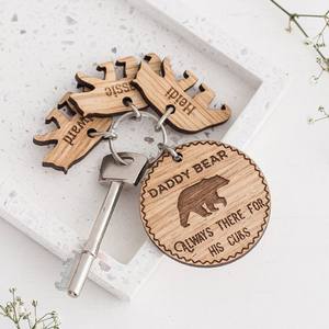 Animal Shaped Bamboo Wooden <b>Key</b> Ring <b>Blanks</b> Custom Engraved Keyring Design Your Own Name Logo - Many Sizes - Made in Vietnam - Product Image 3