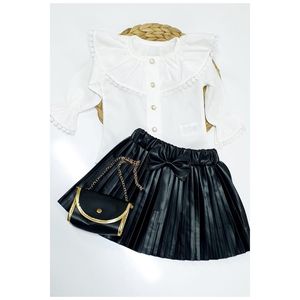 Gonna di pelle camicia bambina abito bambino-3 pezzi - Product Image 2