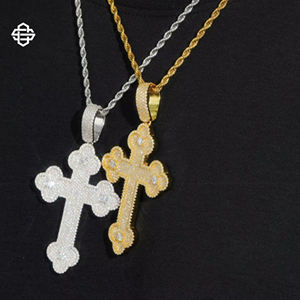 Personalizado hombres Hiphop Moissanite Iced Cruz colgante collar moda cristiana joyería oro plata cadena accesorio diamante - Product Image 2