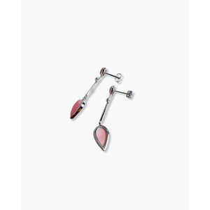 Geometric <b>Pearl</b> & <b>Diamond</b> Stud <b>Earrings</b> in Rhodium Plated Stainless Steel - Product Image 2